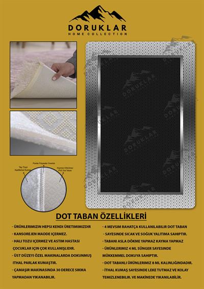 Kaymaz Taban Yıkanabilir Dijital Baskı Dekoratif Modern Desenli Dot Taban Halı Nova Serisi NV01