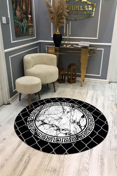 Kaymaz Taban Yıkanabilir Dijital Baskı Dekoratif Modern Desenli Yuvarlak Dot Taban Halı