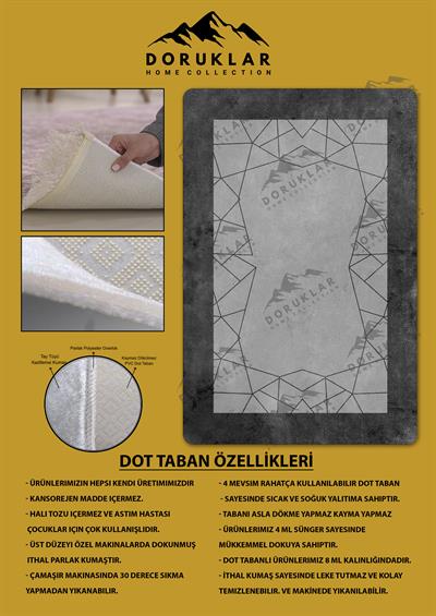 Kaymaz Taban Yıkanabilir Dijital Baskı Dekoratif Modern Desenli Dot Taban Halı Nova Serisi NV75