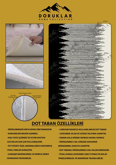 Kaymaz Taban Yıkanabilir Dijital Baskı Dekoratif Modern Desenli Dot Taban Halı Nova Serisi NV73
