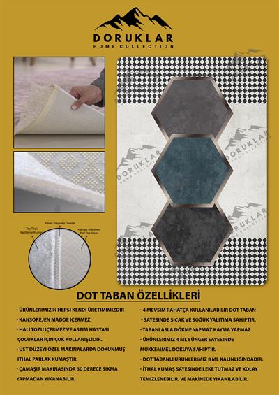 Kaymaz Taban Yıkanabilir Dijital Baskı Dekoratif Modern Desenli Dot Taban Halı Nova Serisi NV29