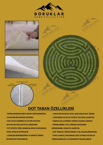Kaymaz Taban Yıkanabilir Dijital Baskı Dekoratif Modern Desenli Maze Serisi Dot Taban Halı MZ05