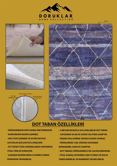 Kaymaz Taban Yıkanabilir Dijital Baskı Dekoratif Modern Desenli NesV2 Serisi Dot Taban Halı N2S08