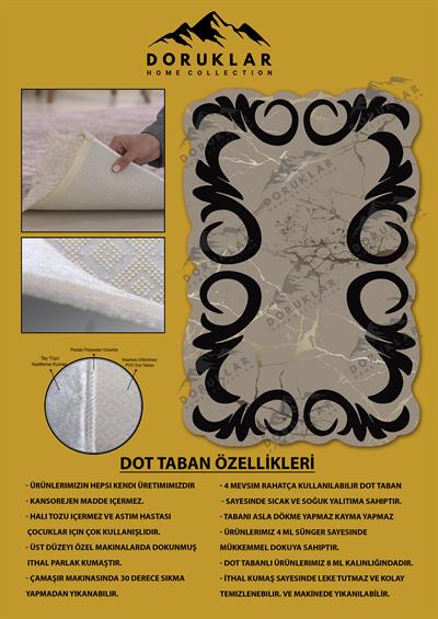 Kaymaz Taban Yıkanabilir Dijital Baskı Dekoratif Modern Desenli Elegance Serisi Lazer Kesim Dot Taban Halı ELG53