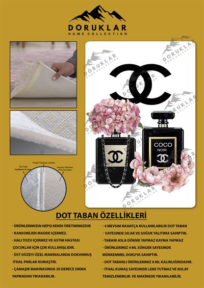 Kaymaz Taban Yıkanabilir Dijital Baskı Dekoratif Modern Desenli Lux Serisi Dot Taban Halı L05