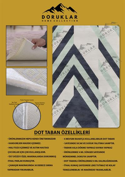Kaymaz Taban Yıkanabilir Dijital Baskı Dekoratif Modern Desenli Dot Taban Halı Nes V2 Serisi NES006