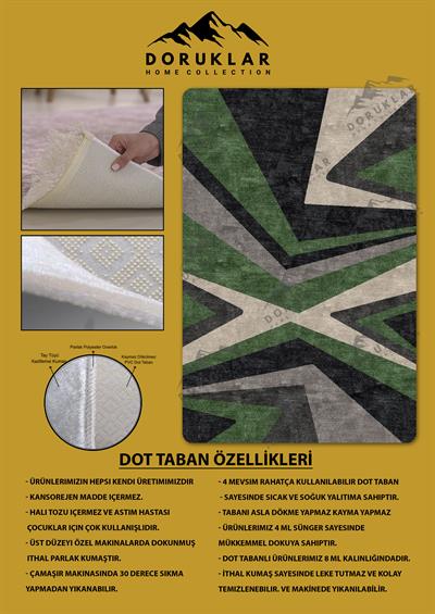 Kaymaz Taban Yıkanabilir Dijital Baskı Dekoratif Modern Desenli NesV2 Serisi Dot Taban Halı N2S13