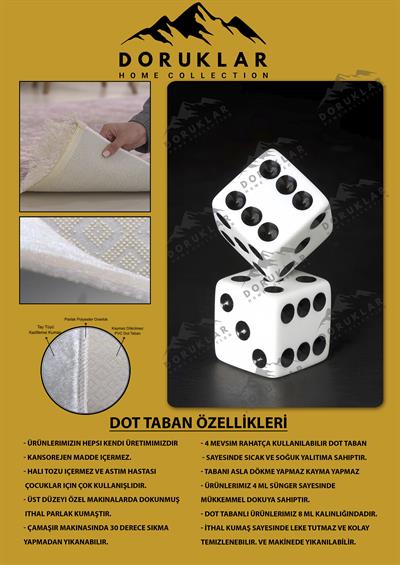 Kaymaz Taban Yıkanabilir Dijital Baskı Dekoratif Modern Desenli Dot Taban Halı CAS02