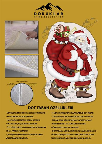 Kaymaz Taban Yıkanabilir Dijital Baskı Yılbaşı Desenli Dot Taban Halı