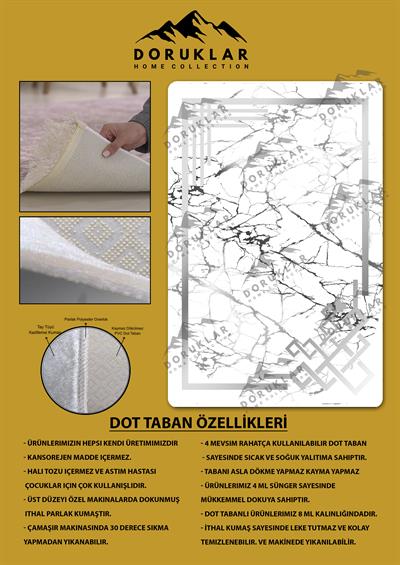Kaymaz Taban Yıkanabilir Dijital Baskı Dekoratif Modern Desenli Dot Taban Halı Nova Serisi NV25