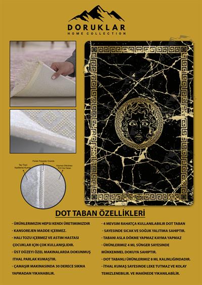 Kaymaz Taban Yıkanabilir Dijital Baskı Dekoratif Modern Desenli Apollo Serisi Dot Taban Halı AP14