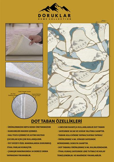 Kaymaz Taban Yıkanabilir Dijital Baskı Dekoratif Modern Desenli Dora Serisi Dot Taban Halı DR09