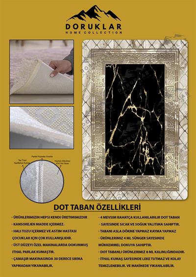 Kaymaz Taban Yıkanabilir Dijital Baskı Dekoratif Modern Desenli Dot Taban Halı Nova Serisi NV36