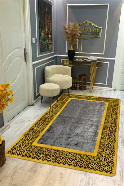 Kaymaz Taban Yıkanabilir Dijital Baskı Dekoratif Modern Desenli Dot Taban Halı Nova Serisi NV122
