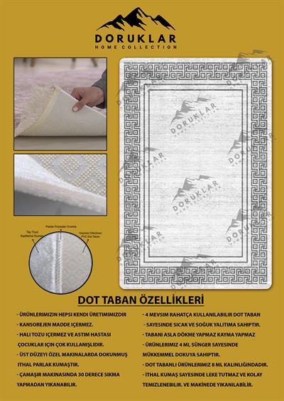 Kaymaz Taban Yıkanabilir Dijital Baskı Dekoratif Modern Desenli Dot Taban Halı Nova Serisi NV98