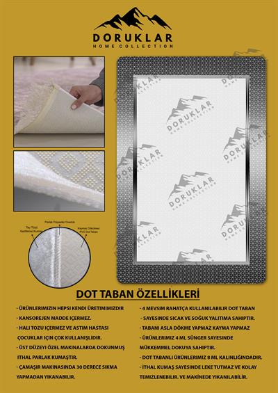 Kaymaz Taban Yıkanabilir Dijital Baskı Dekoratif Modern Desenli Dot Taban Halı Nova Serisi NV02