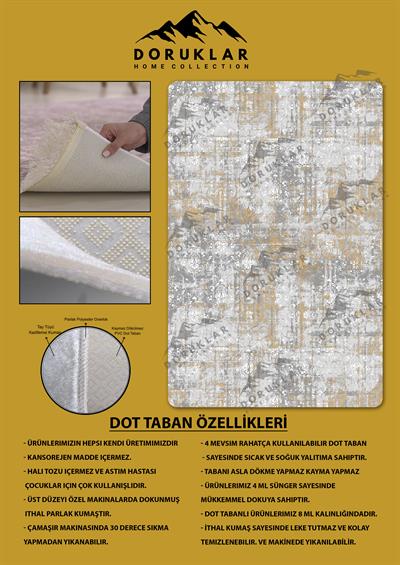 Kaymaz Taban Yıkanabilir Dijital Baskı Eskitme Desenli Salon Halısı