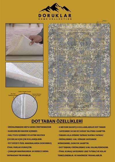 Kaymaz Taban Yıkanabilir Dijital Baskı Eskitme Desenli Salon Halısı