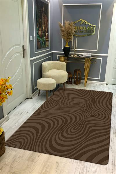 Kaymaz Taban Yıkanabilir Dijital Baskı Dekoratif Modern Desenli Retro Serisi Dot Taban Halı RTR06