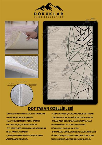 Kaymaz Taban Yıkanabilir Dijital Baskı Dekoratif Modern Desenli Dot Taban Halı Nova Serisi NV74