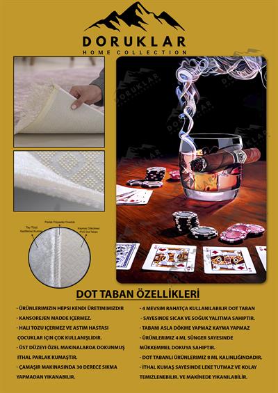 Kaymaz Taban Yıkanabilir Dijital Baskı Dekoratif Modern Desenli Dot Taban Halı CAS01