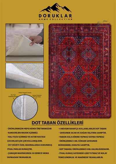 Kaymaz Taban Yıkanabilir Dijital Baskı Dekoratif Modern Desenli Dot Taban Halı Nova Serisi NV08