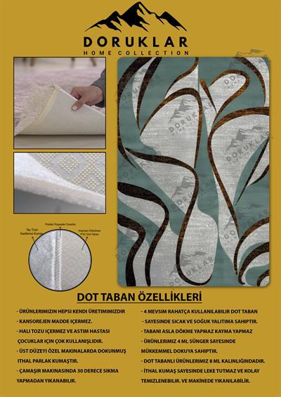 Kaymaz Taban Yıkanabilir Dijital Baskı Dekoratif Modern Desenli Marry Serisi Dot Taban Halı MRY05