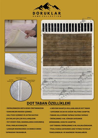 Kaymaz Taban Yıkanabilir Dijital Baskı Dekoratif Modern Desenli Dora Serisi Dot Taban Halı DR08