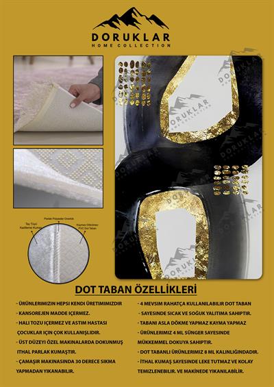 Kaymaz Taban Yıkanabilir Dijital Baskı Dekoratif Modern Desenli Dot Taban Halı Soft  Serisi SFT40