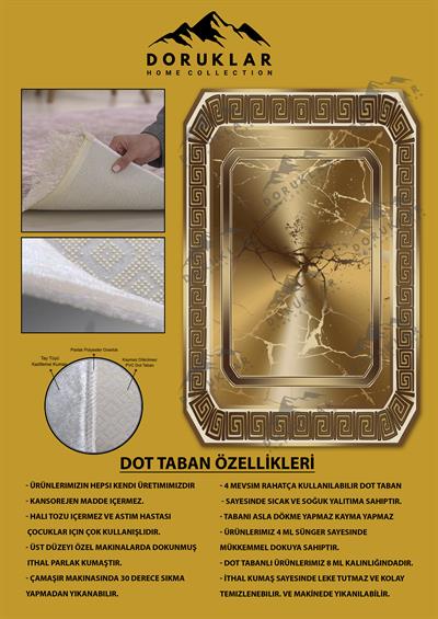 Kaymaz Taban Yıkanabilir Dijital Baskı Dekoratif Modern Desenli Elegance Serisi Lazer Kesim Dot Taban Halı ELG74