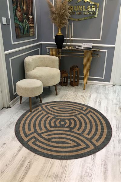 Kaymaz Taban Yıkanabilir Dijital Baskı Dekoratif Modern Desenli Maze Serisi Dot Taban Halı MZ09