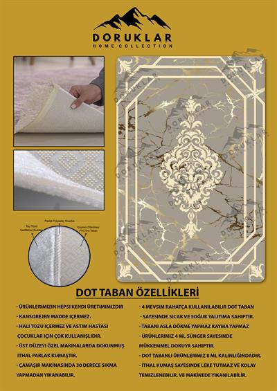 Kaymaz Taban Yıkanabilir Dijital Baskı Dekoratif Modern Desenli Dot Taban Halı Nova Serisi NV57