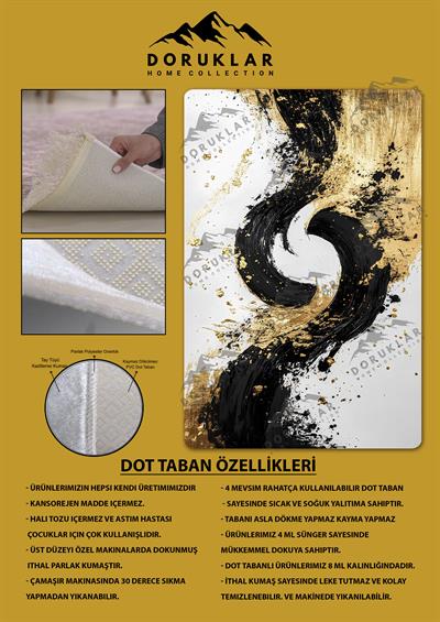 Kaymaz Taban Yıkanabilir Dijital Baskı Dekoratif Modern Desenli Dot Taban Halı Soft  Serisi SFT04