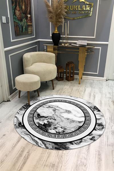 Kaymaz Taban Yıkanabilir Dijital Baskı Dekoratif Modern Desenli Yuvarlak Dot Taban Halı