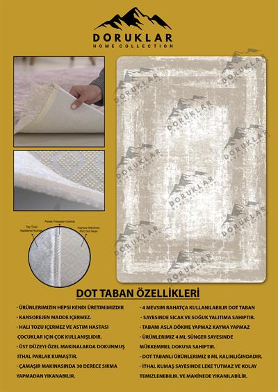 Kaymaz Taban Yıkanabilir Dijital Baskı Dekoratif Modern Desenli Dot Taban Halı Nova Serisi NV18