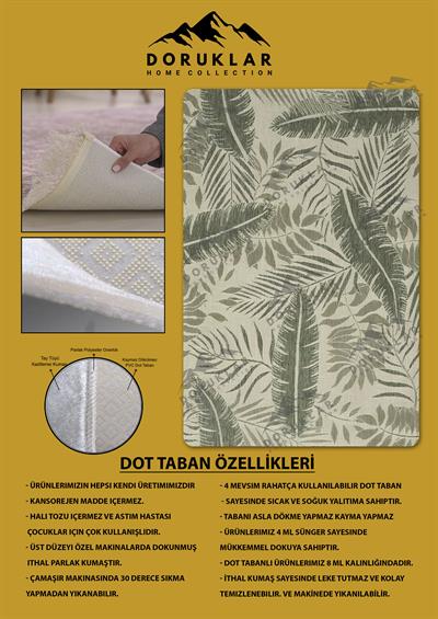 Kaymaz Taban Yıkanabilir Dijital Baskı Dekoratif Modern Desenli Dora Serisi Dot Taban Halı DR05