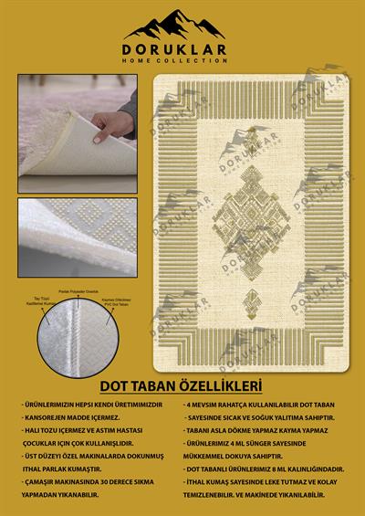 Kaymaz Taban Yıkanabilir Dijital Baskı Dekoratif Modern Desenli Dot Taban Halı Nova Serisi NV48
