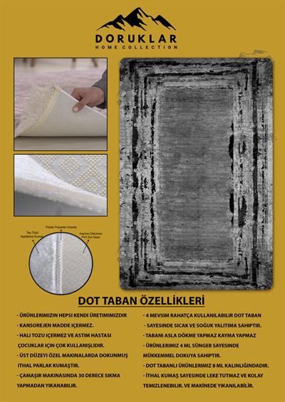 Kaymaz Taban Yıkanabilir Dijital Baskı Dekoratif Modern Desenli Dot Taban Halı Nova Serisi NV17