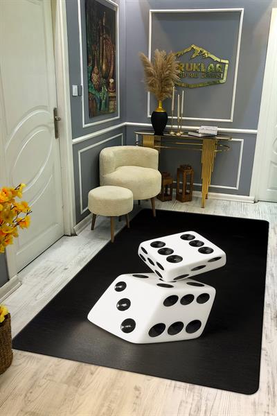 Kaymaz Taban Yıkanabilir Dijital Baskı Dekoratif Modern Desenli Dot Taban Halı CAS02