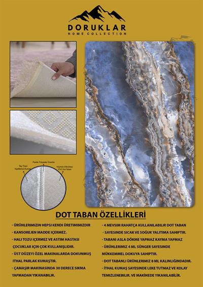 Kaymaz Taban Yıkanabilir Dijital Baskı Dekoratif Modern Desenli NesV2 Serisi Dot Taban Halı N2S19