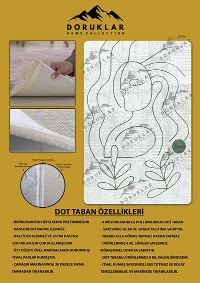 Kaymaz Taban Yıkanabilir Dijital Baskı Dekoratif Modern Desenli Retro Serisi Dot Taban Halı RTR02