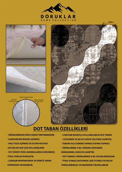 Kaymaz Taban Yıkanabilir Dijital Baskı Geometrik Desenli Halı