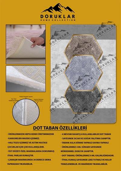 Kaymaz Taban Yıkanabilir Dijital Baskı Altıgen Desenli Halı