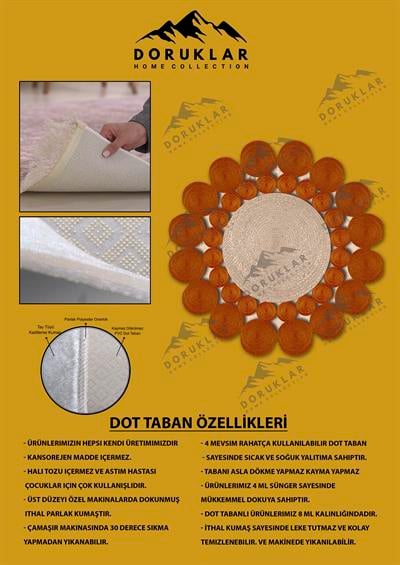 Kaymaz Taban Yıkanabilir Dijital Baskı Lazer Kesim Jüt Görünüm Hasır Desenli Dot Taban Halı
