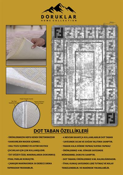 Kaymaz Taban Yıkanabilir Dijital Baskı Dekoratif Modern Desenli Dot Taban Halı Nova Serisi NV117