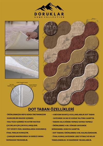 Kaymaz Taban Yıkanabilir Dijital Baskı Dekoratif Modern Desenli Elegance Serisi Lazer Kesim Dot Taban Halı ELG36