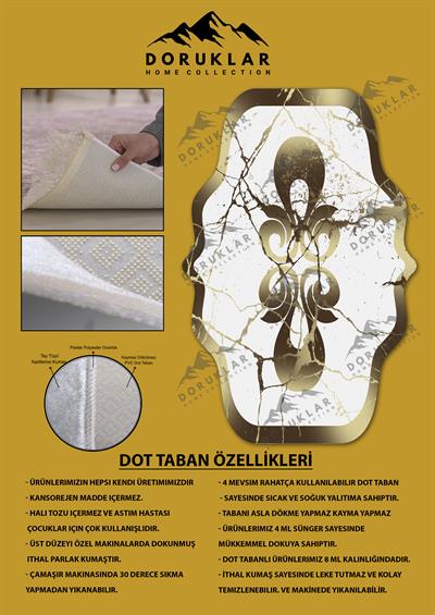 Kaymaz Taban Yıkanabilir Dijital Baskı Dekoratif Modern Desenli Elegance Serisi Lazer Kesim Dot Taban Halı ELG73