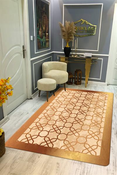 Kaymaz Taban Yıkanabilir Dijital Baskı Dekoratif Modern Desenli Dot Taban Halı Nova Serisi NV32