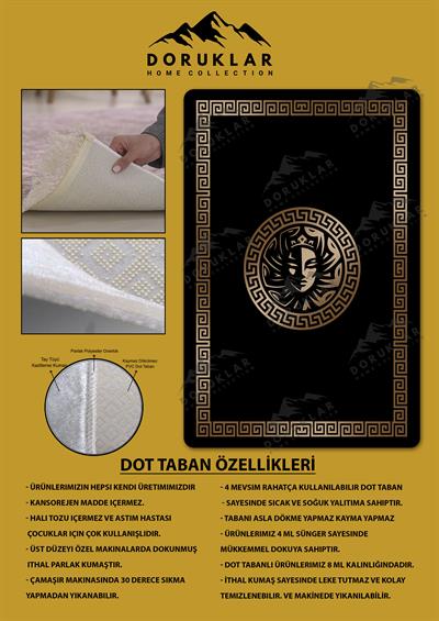 Kaymaz Taban Yıkanabilir Dijital Baskı Dekoratif Modern Desenli Apollo Serisi Dot Taban Halı AP12