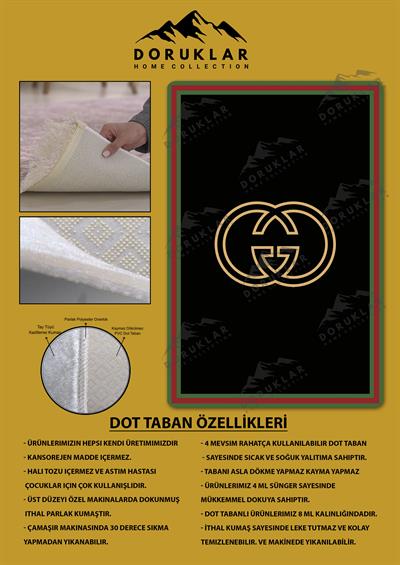 Kaymaz Taban Yıkanabilir Dijital Baskı Dekoratif Modern Desenli Lux Serisi Dot Taban Halı L13